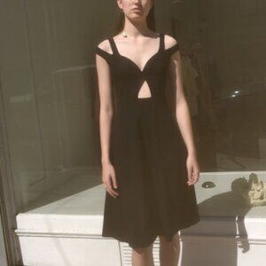 Carven Lys Noir Wool Cut-Out Midi Dress